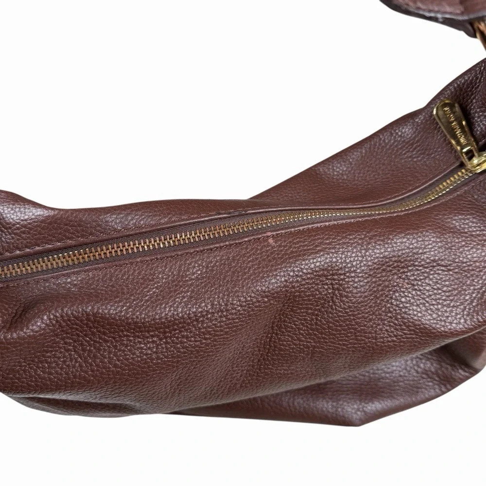 Michael Kors Pebbled Leather Hobo Handbag Shoulder Bag in Brown, Gold Hardware‎